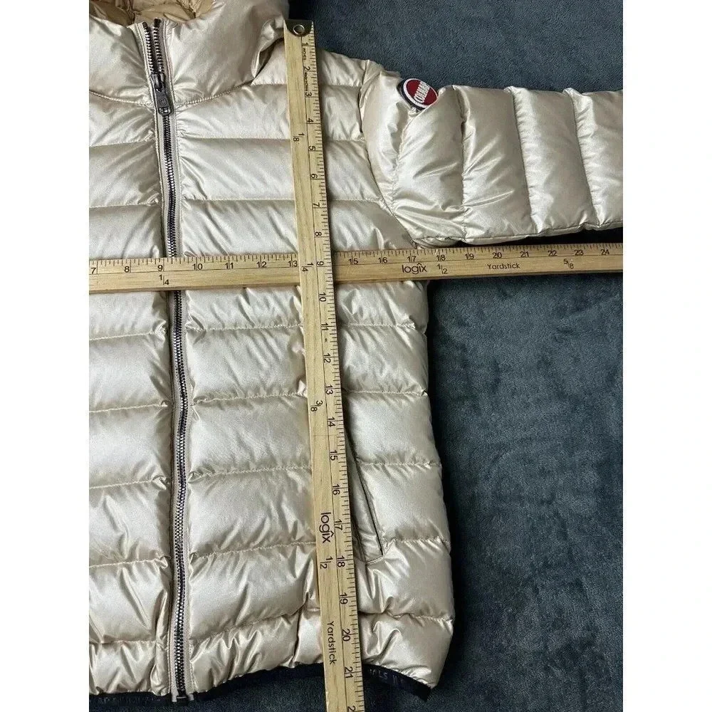Colmar Girls Bronze Metallic Hooded Puffer Coat Jacket Size 12 Year Quilted